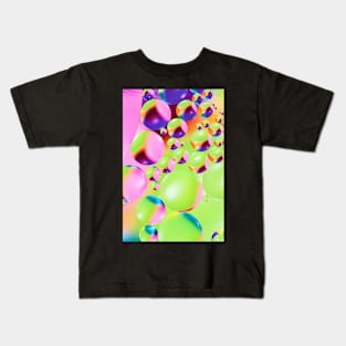 Colorful close up of oil drops in water Kids T-Shirt